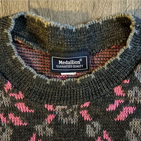 Vintage‎ 90’s Medallion Brand Floral Geometric Pattern Sweater Large Made in USA - Picture 3 of 4